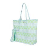 Blue Lattice Oversized Tote with Wallet